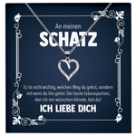 22Feels® Schatz Romantisches Geschenk für Frauen zum Jahrestag, Valentinstag, Hochzeitstag und co. - Echt Silber 925/000 Schmuckset: Herz Halskette mit Botschaftskarte-Schmuck mit Botschaftskarte - Herz21-22Feels