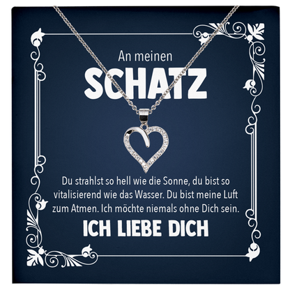 22Feels® Schatz Romantisches Geschenk für Frauen zum Jahrestag, Valentinstag, Hochzeitstag und co. - Echt Silber 925/000 Schmuckset: Herz Halskette mit Botschaftskarte-Schmuck mit Botschaftskarte - Herz21-22Feels