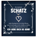 22Feels® Romantisches Geschenk für Frauen zum Hochzeistag, Jahrestag, Valentinstag und co. - Echt Silber 925/000 Schmuckset: Herz Halskette mit Botschaftskarte-Schmuck mit Botschaftskarte - Herz21-22Feels