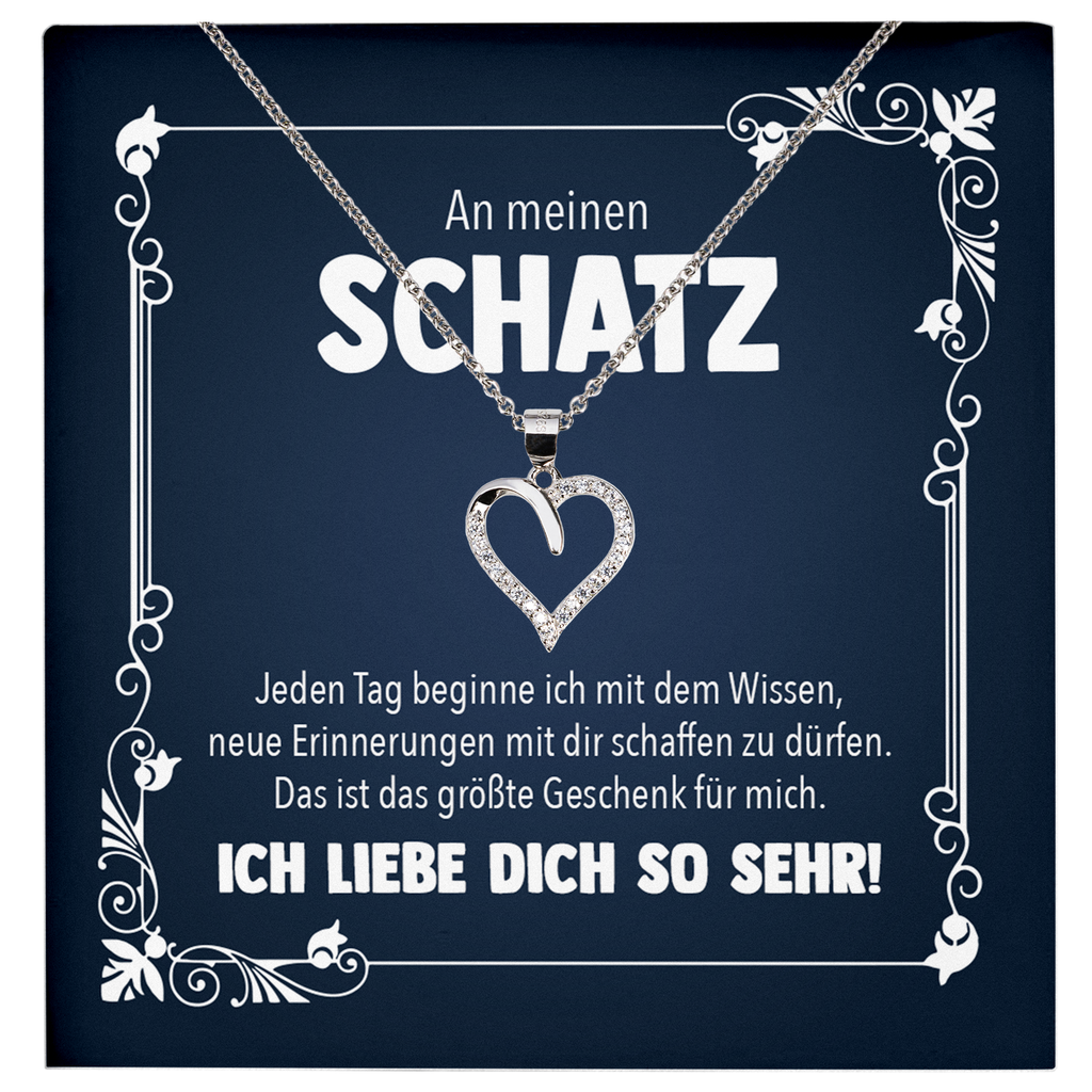 22Feels® Romantisches Geschenk für Frauen zum Hochzeistag, Jahrestag, Valentinstag und co. - Echt Silber 925/000 Schmuckset: Herz Halskette mit Botschaftskarte-Schmuck mit Botschaftskarte - Herz21-22Feels