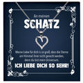 22Feels® Schatz Romantisches Geschenk für Frauen zum Jahrestag, Valentinstag, Hochzeitstag und co. - Echt Silber 925/000 Schmuckset: Herz Halskette mit Botschaftskarte-Schmuck mit Botschaftskarte - Herz21-22Feels