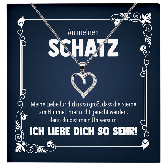 22Feels® Schatz Romantisches Geschenk für Frauen zum Jahrestag, Valentinstag, Hochzeitstag und co. - Echt Silber 925/000 Schmuckset: Herz Halskette mit Botschaftskarte-Schmuck mit Botschaftskarte - Herz21-22Feels