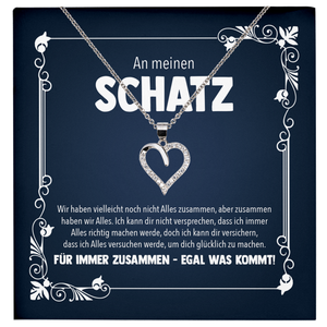 22Feels® Schatz Romantisches Geschenk für Frauen zum Jahrestag, Valentinstag, Hochzeitstag und co. - Echt Silber 925/000 Schmuckset: Herz Halskette mit Botschaftskarte-Schmuck mit Botschaftskarte - Herz21-22Feels