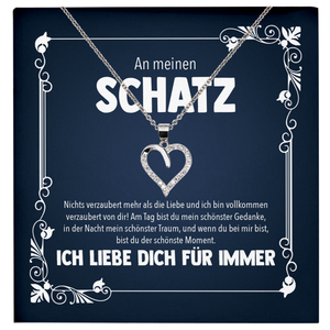 22Feels® Romantisches Geschenk für Frauen zum Hochzeistag, Jahrestag, Valentinstag und co. - Echt Silber 925/000 Schmuckset: Herz Halskette mit Botschaftskarte-Schmuck mit Botschaftskarte - Herz21-22Feels