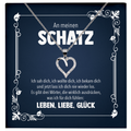 22Feels® Schatz Romantisches Geschenk für Frauen zum Jahrestag, Valentinstag, Hochzeitstag und co. - Echt Silber 925/000 Schmuckset: Herz Halskette mit Botschaftskarte-Schmuck mit Botschaftskarte - Herz21-22Feels