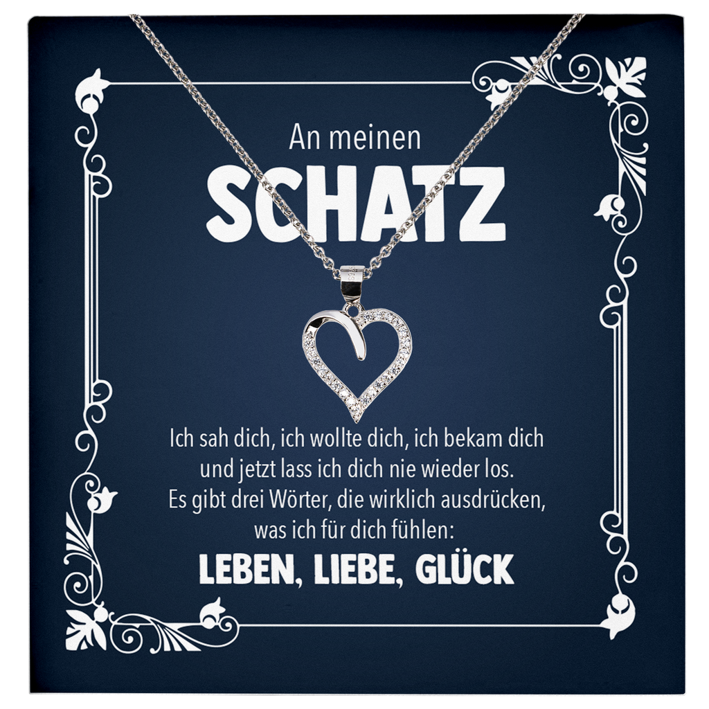 22Feels® Schatz Romantisches Geschenk für Frauen zum Jahrestag, Valentinstag, Hochzeitstag und co. - Echt Silber 925/000 Schmuckset: Herz Halskette mit Botschaftskarte-Schmuck mit Botschaftskarte - Herz21-22Feels