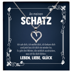 22Feels® Schatz Romantisches Geschenk für Frauen zum Jahrestag, Valentinstag, Hochzeitstag und co. - Echt Silber 925/000 Schmuckset: Herz Halskette mit Botschaftskarte-Schmuck mit Botschaftskarte - Herz21-22Feels