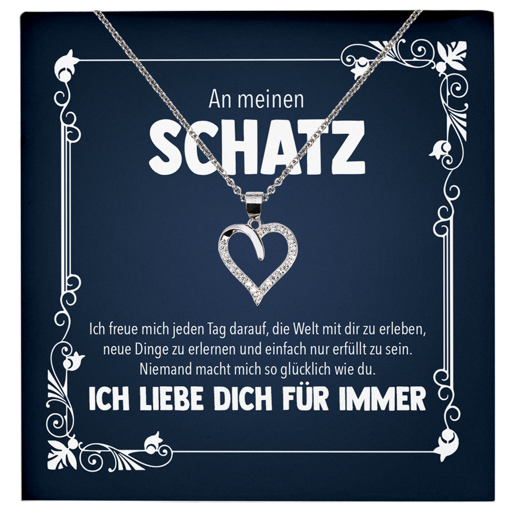 22Feels® Romantisches Geschenk für Frauen zum Hochzeistag, Jahrestag, Valentinstag und co. - Echt Silber 925/000 Schmuckset: Herz Halskette mit Botschaftskarte-Schmuck mit Botschaftskarte - Herz21-22Feels
