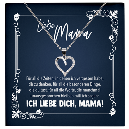 22Feels® Mama Geschenk zum Muttertag, Geburtstag und co. - Echt Silber 925/000 Schmuckset: Herz Halskette mit Botschaftskarte-Schmuck mit Botschaftskarte - Herz21-22Feels