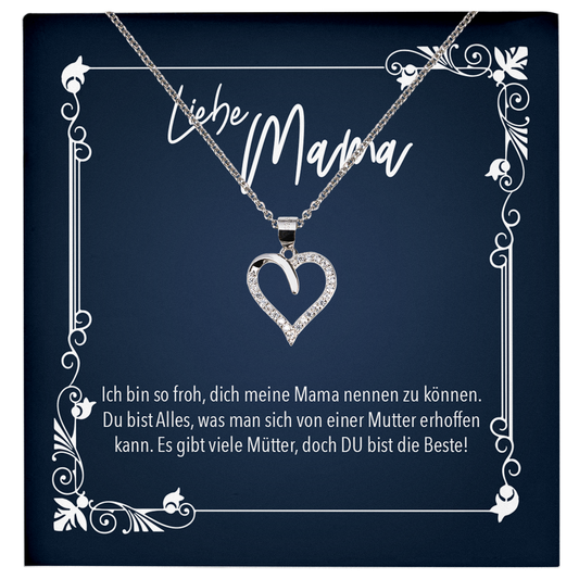 22Feels® Mama Geschenk zum Muttertag, Geburtstag und co. - Echt Silber 925/000 Schmuckset: Herz Halskette mit Botschaftskarte-Schmuck mit Botschaftskarte - Herz21-22Feels