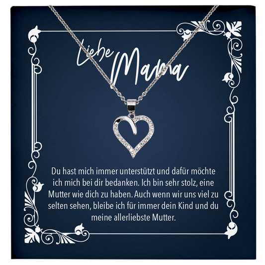 22Feels® Liebe Mama Geschenk zum Muttertag, Geburtstag und co. - Echt Silber 925/000 Schmuckset: Herz Halskette mit Botschaftskarte-Schmuck mit Botschaftskarte - Herz21-22Feels