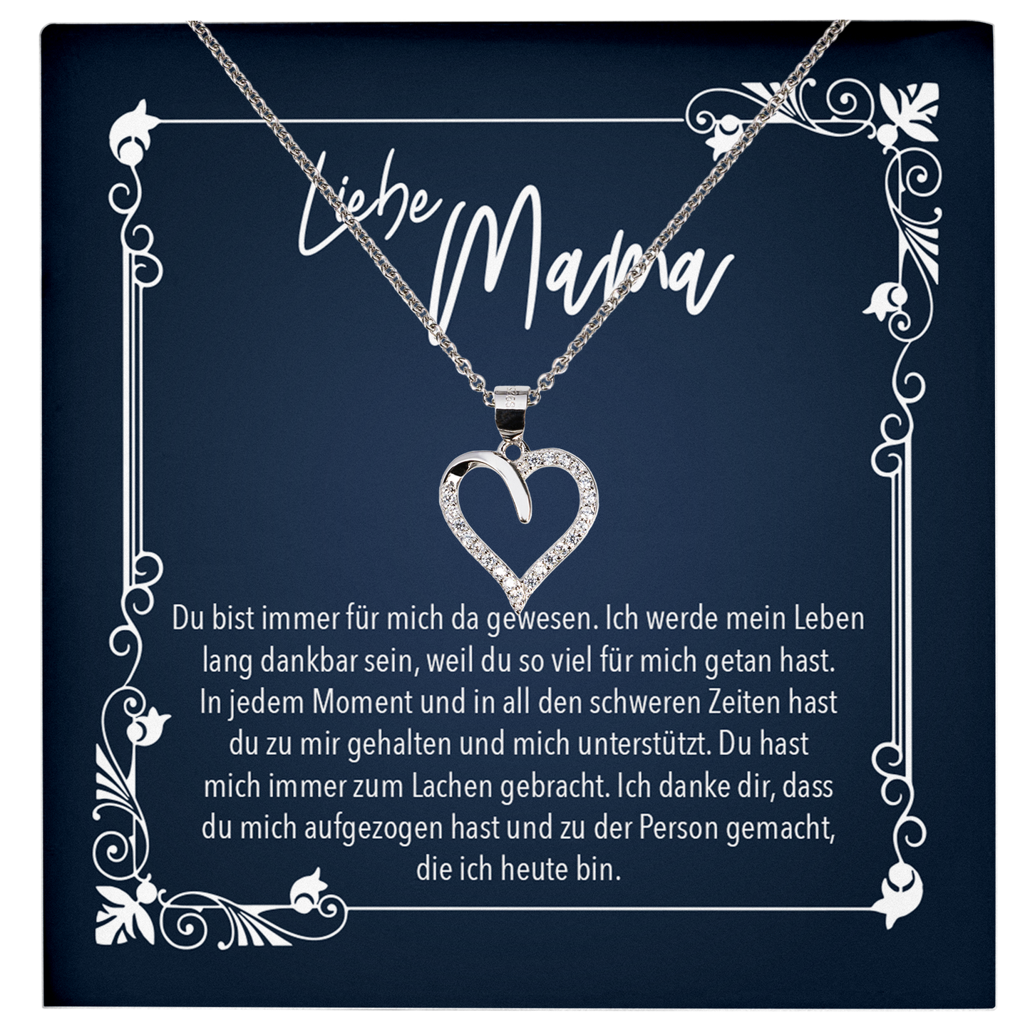 22Feels® Mama Geschenk zum Muttertag, Geburtstag und co. - Echt Silber 925/000 Schmuckset: Herz Halskette mit Botschaftskarte-Schmuck mit Botschaftskarte - Herz21-22Feels