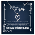 22Feels® Liebe Mama Geschenk zum Muttertag, Geburtstag und co. - Echt Silber 925/000 Schmuckset: Herz Halskette mit Botschaftskarte-Schmuck mit Botschaftskarte - Herz21-22Feels