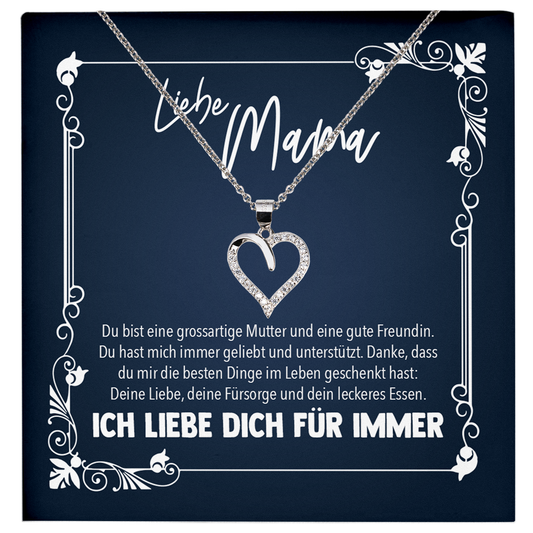 22Feels® Liebe Mama Geschenk zum Muttertag, Geburtstag und co. - Echt Silber 925/000 Schmuckset: Herz Halskette mit Botschaftskarte-Schmuck mit Botschaftskarte - Herz21-22Feels