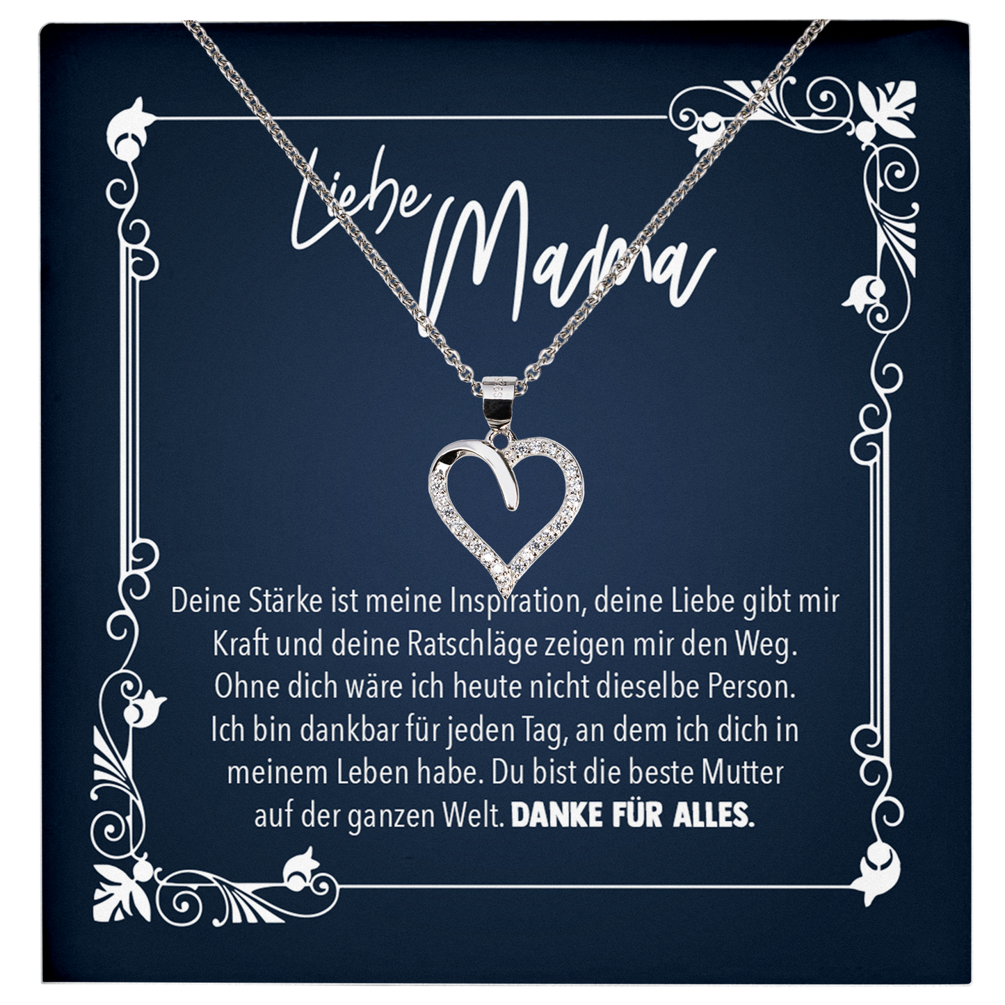 22Feels® Mama Geschenk zum Muttertag, Geburtstag und co. - Echt Silber 925/000 Schmuckset: Herz Halskette mit Botschaftskarte-Schmuck mit Botschaftskarte - Herz21-22Feels