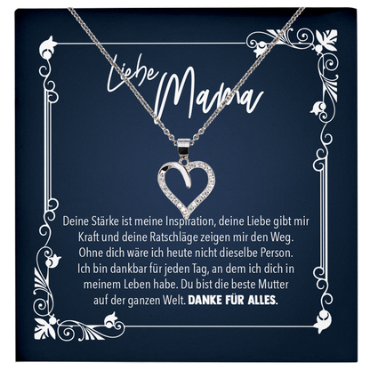 22Feels® Mama Geschenk zum Muttertag, Geburtstag und co. - Echt Silber 925/000 Schmuckset: Herz Halskette mit Botschaftskarte-Schmuck mit Botschaftskarte - Herz21-22Feels