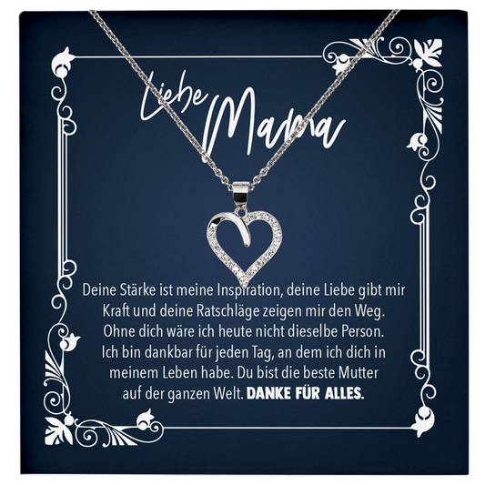 22Feels® Mama Geschenk zum Muttertag, Geburtstag und co. - Echt Silber 925/000 Schmuckset: Herz Halskette mit Botschaftskarte-Schmuck mit Botschaftskarte - Herz21-22Feels