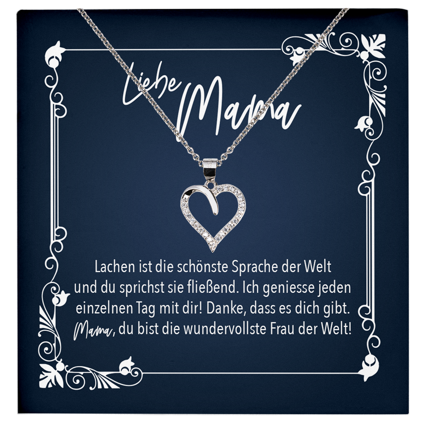 22Feels® Liebe Mama Geschenk zum Muttertag, Geburtstag und co. - Echt Silber 925/000 Schmuckset: Herz Halskette mit Botschaftskarte-Schmuck mit Botschaftskarte - Herz21-22Feels