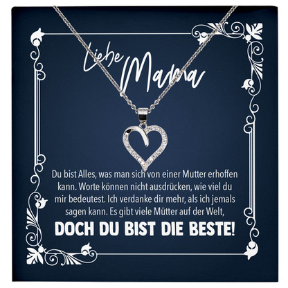 22Feels® Mama Geschenk zum Muttertag, Geburtstag und co. - Echt Silber 925/000 Schmuckset: Herz Halskette mit Botschaftskarte-Schmuck mit Botschaftskarte - Herz21-22Feels