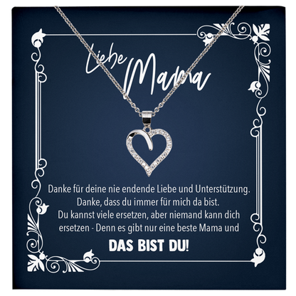 22Feels® Liebe Mama Geschenk zum Muttertag, Geburtstag und co. - Echt Silber 925/000 Schmuckset: Herz Halskette mit Botschaftskarte-Schmuck mit Botschaftskarte - Herz21-22Feels