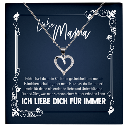 22Feels® Mama Geschenk zum Muttertag, Geburtstag und co. - Echt Silber 925/000 Schmuckset: Herz Halskette mit Botschaftskarte-Schmuck mit Botschaftskarte - Herz21-22Feels