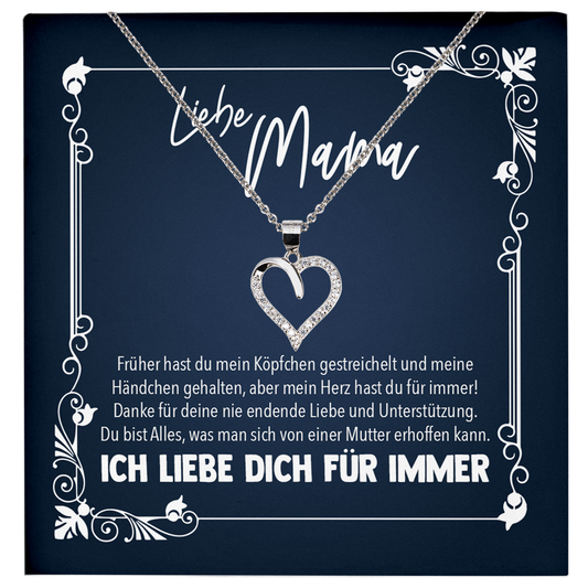 22Feels® Mama Geschenk zum Muttertag, Geburtstag und co. - Echt Silber 925/000 Schmuckset: Herz Halskette mit Botschaftskarte-Schmuck mit Botschaftskarte - Herz21-22Feels