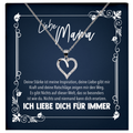 22Feels® Liebe Mama Geschenk zum Muttertag, Geburtstag und co. - Echt Silber 925/000 Schmuckset: Herz Halskette mit Botschaftskarte-Schmuck mit Botschaftskarte - Herz21-22Feels