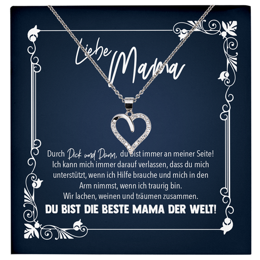 22Feels® Mama Geschenk zum Muttertag, Geburtstag und co. - Echt Silber 925/000 Schmuckset: Herz Halskette mit Botschaftskarte-Schmuck mit Botschaftskarte - Herz21-22Feels