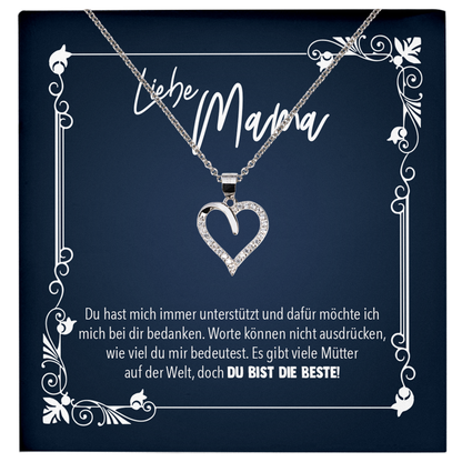 22Feels® Liebe Mama Geschenk zum Muttertag, Geburtstag und co. - Echt Silber 925/000 Schmuckset: Herz Halskette mit Botschaftskarte-Schmuck mit Botschaftskarte - Herz21-22Feels