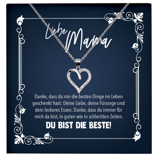22Feels® Mama Geschenk zum Muttertag, Geburtstag und co. - Echt Silber 925/000 Schmuckset: Herz Halskette mit Botschaftskarte-Schmuck mit Botschaftskarte - Herz21-22Feels
