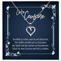 22Feels® Cousine Geschenk - Echt Silber 925/000 Schmuckset: Herz Halskette mit Botschaftskarte-Schmuck mit Botschaftskarte - Herz21-22Feels