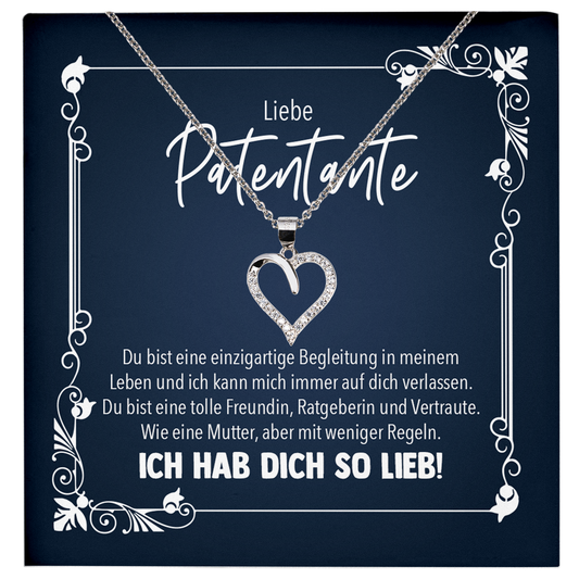 22Feels® Patentante Geschenk - Echt Silber 925/000 Schmuckset: Herz Halskette mit Botschaftskarte-Schmuck mit Botschaftskarte - Herz21-22Feels