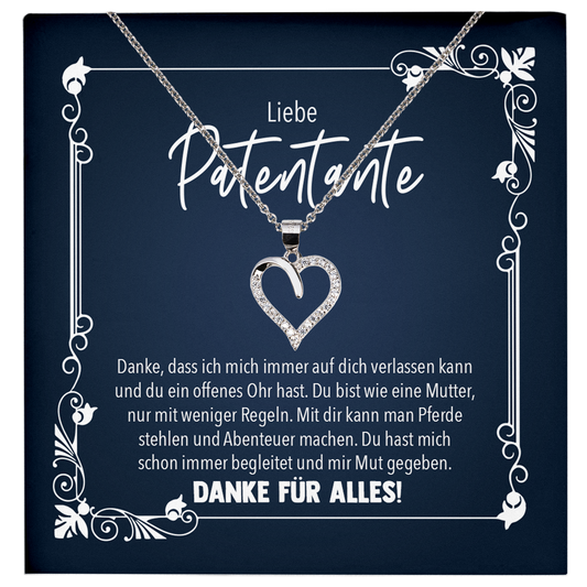 22Feels® Patentante Geschenk - Echt Silber 925/000 Schmuckset: Herz Halskette mit Botschaftskarte-Schmuck mit Botschaftskarte - Herz21-22Feels