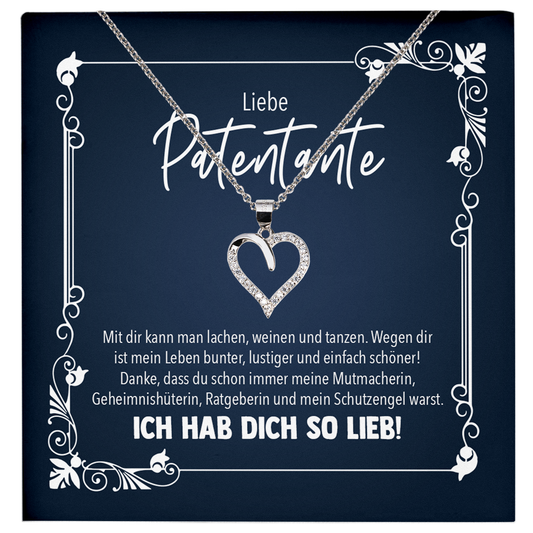 22Feels® Patentante Geschenk - Echt Silber 925/000 Schmuckset: Herz Halskette mit Botschaftskarte-Schmuck mit Botschaftskarte - Herz21-22Feels