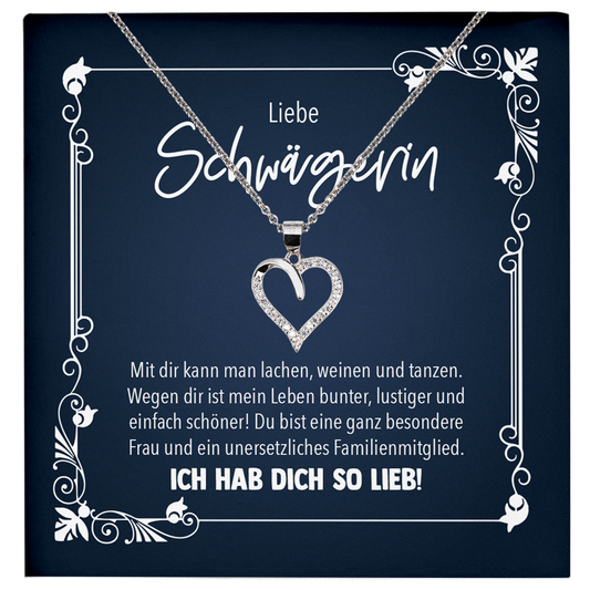 22Feels® Schwägerin Geschenk - Echt Silber 925/000 Schmuckset: Herz Halskette mit Botschaftskarte-Schmuck mit Botschaftskarte - Herz21-22Feels