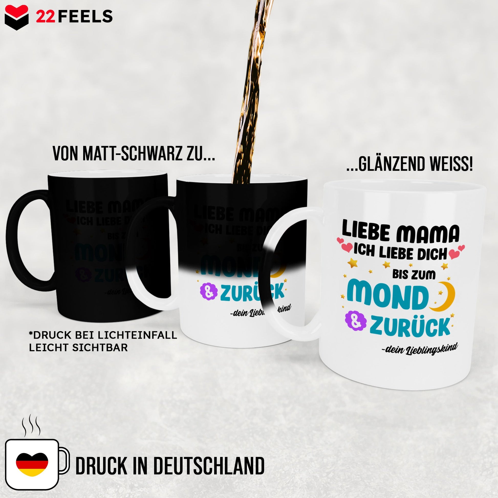 22Feels® Mama Geschenk - Zaubertasse mit Spruch (Matt-Schwarz und Weiss, 320ml)-Farbwechsel Tasse Matt 320ml-22Feels