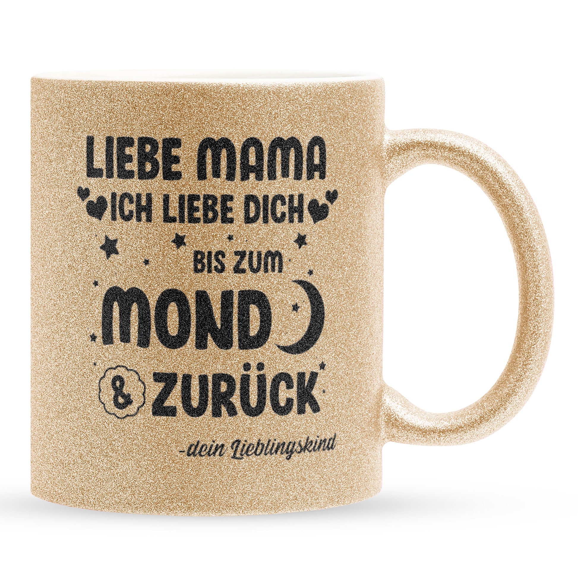 22Feels® Mama Geschenk - Glitzertasse mit Spruch (Gold, 320ml)-Glitzertasse Gold 320ml-22Feels
