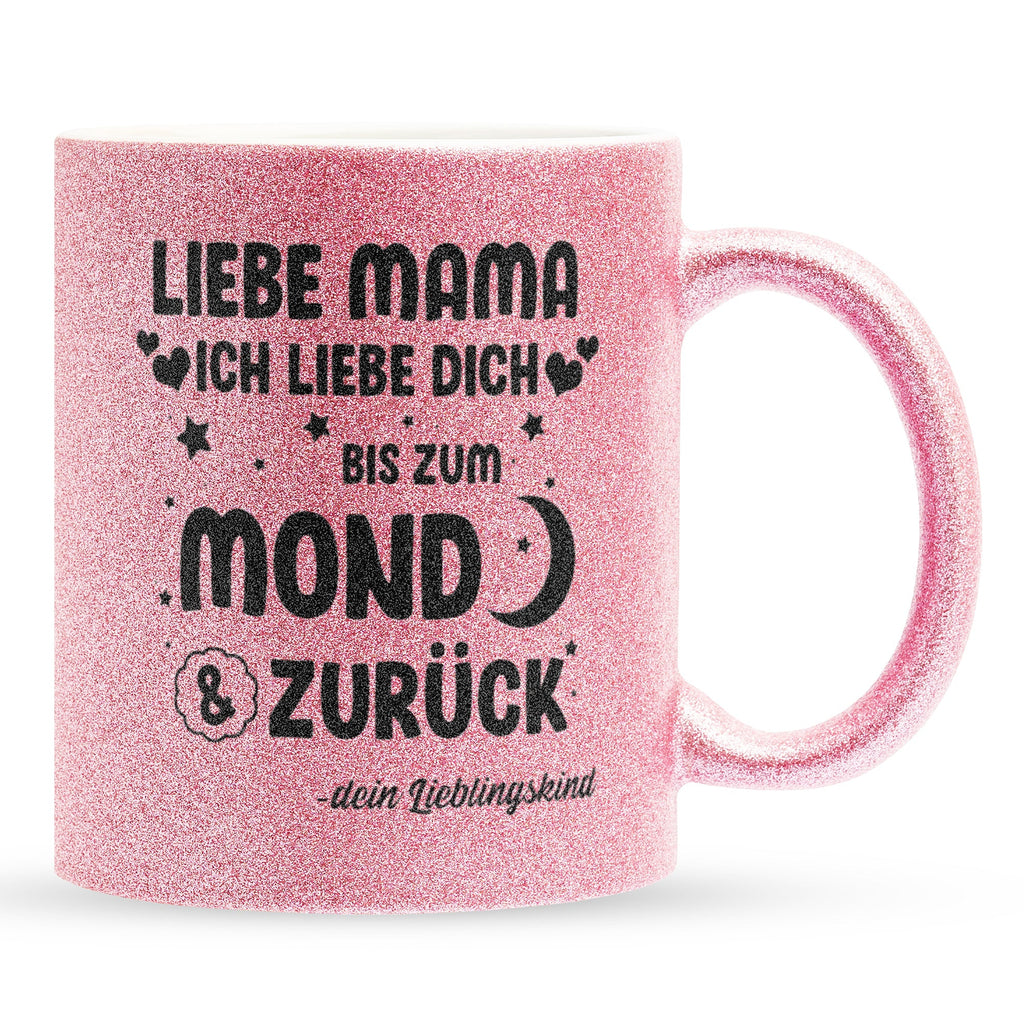 22Feels® Mama Geschenk - Glitzertasse mit Spruch (Pink, 320ml)-Glitzertasse Pink 320ml-22Feels