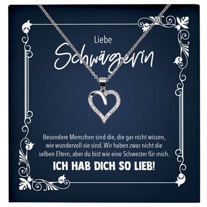 22Feels® Schwägerin Geschenk - Echt Silber 925/000 Schmuckset: Herz Halskette mit Botschaftskarte-Schmuck mit Botschaftskarte - Herz21-22Feels