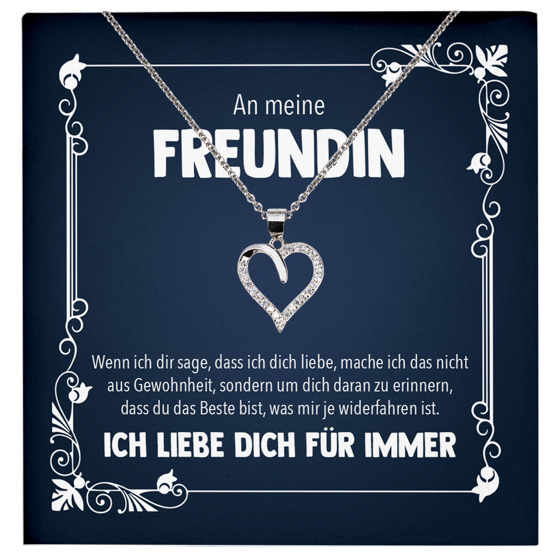 22Feels® Freundin Geschenk zu Jahrestag, Valentinstag und co. - Echt Silber 925/000 Schmuckset: Herz Halskette mit Botschaftskarte-Schmuck mit Botschaftskarte - Herz21-22Feels