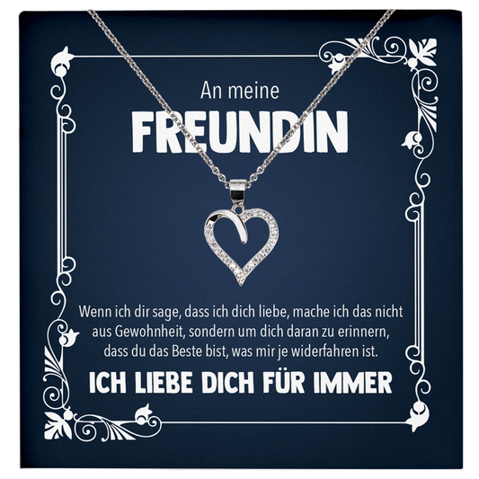 22Feels® Freundin Geschenk zu Jahrestag, Valentinstag und co. - Echt Silber 925/000 Schmuckset: Herz Halskette mit Botschaftskarte-Schmuck mit Botschaftskarte - Herz21-22Feels