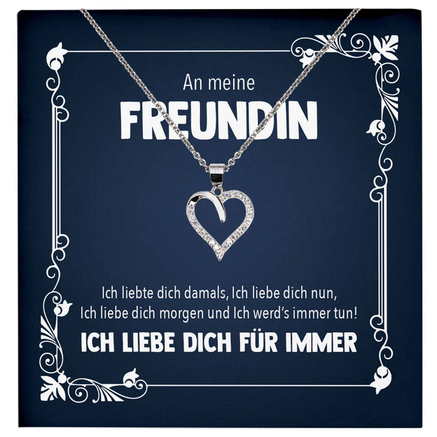 22Feels® Jahrestag, Valentinstag und co. Geschenk für Freundin - Echt Silber 925/000 Schmuckset: Herz Halskette mit Botschaftskarte-Schmuck mit Botschaftskarte - Herz21-22Feels