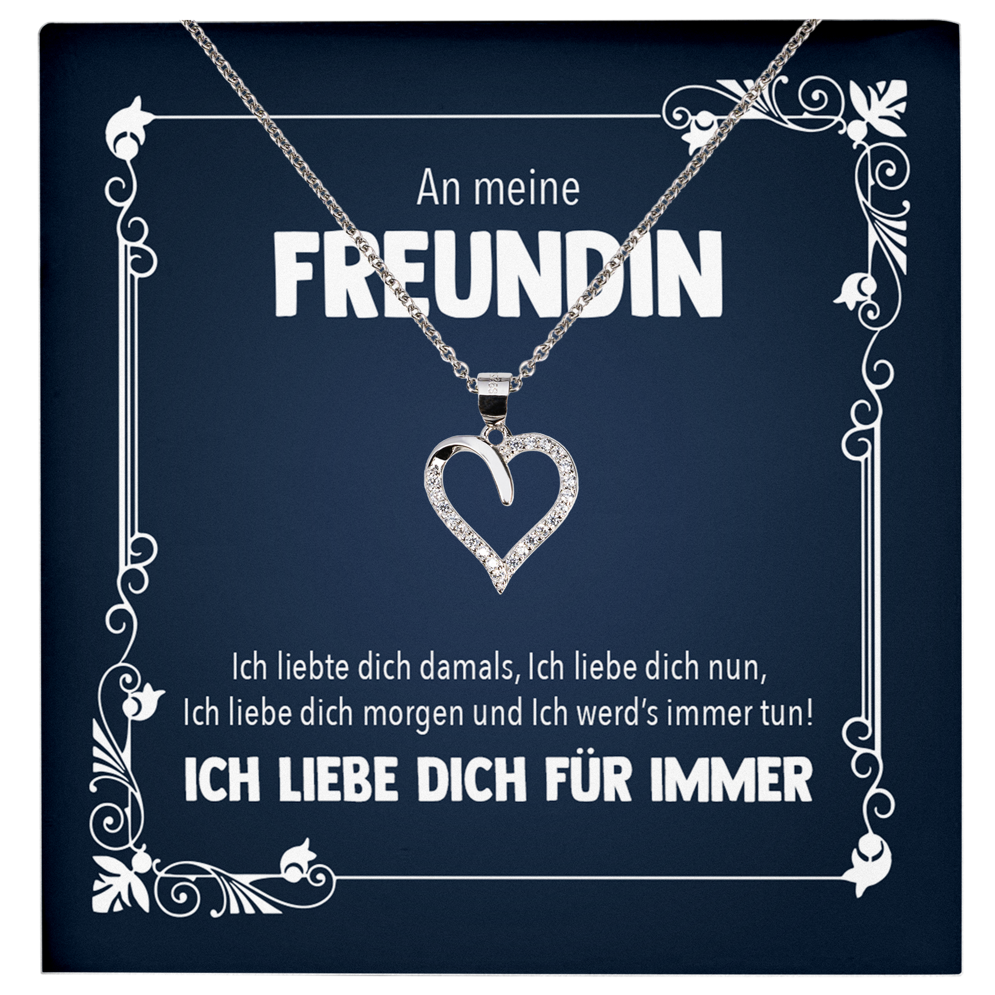 22Feels® Jahrestag, Valentinstag und co. Geschenk für Freundin - Echt Silber 925/000 Schmuckset: Herz Halskette mit Botschaftskarte-Schmuck mit Botschaftskarte - Herz21-22Feels