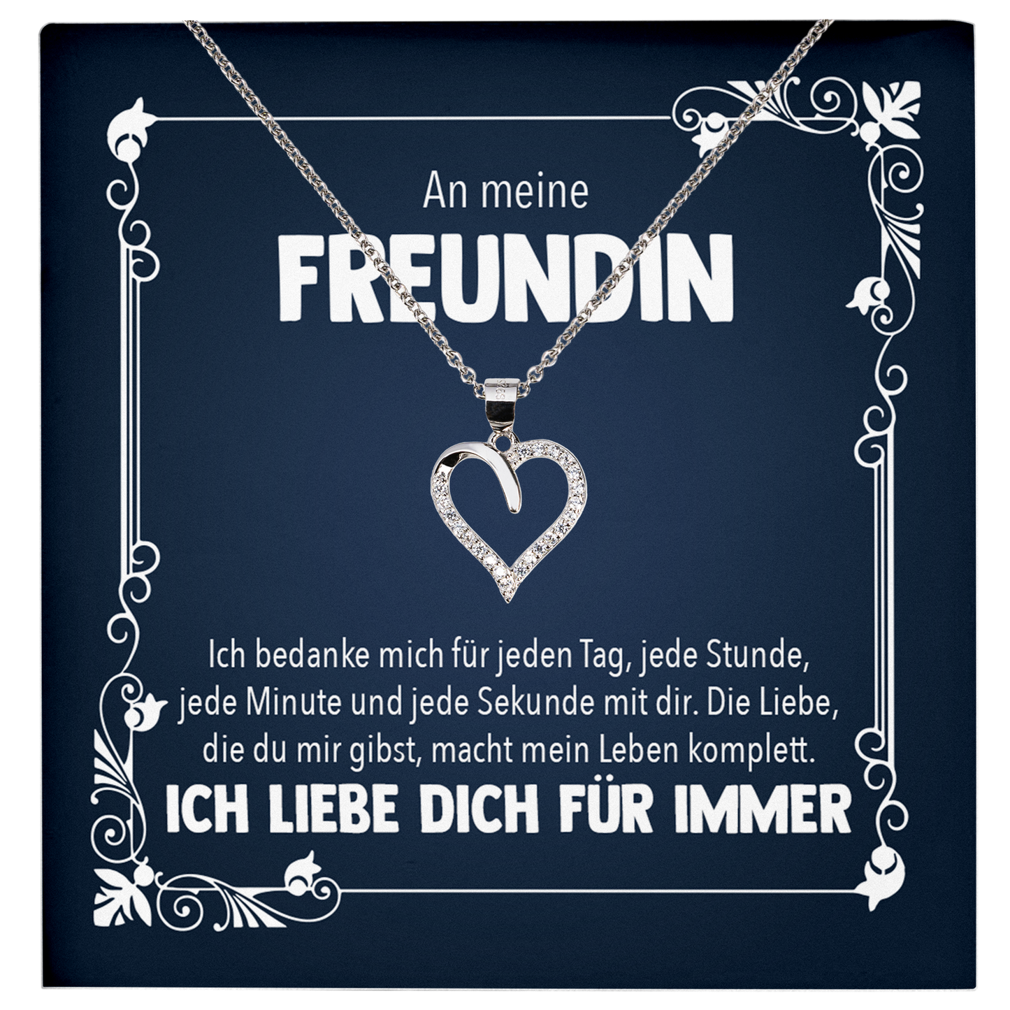 22Feels® Jahrestag, Valentinstag und co. Geschenk für Freundin - Echt Silber 925/000 Schmuckset: Herz Halskette mit Botschaftskarte-Schmuck mit Botschaftskarte - Herz21-22Feels