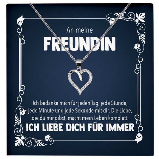 22Feels® Jahrestag, Valentinstag und co. Geschenk für Freundin - Echt Silber 925/000 Schmuckset: Herz Halskette mit Botschaftskarte-Schmuck mit Botschaftskarte - Herz21-22Feels
