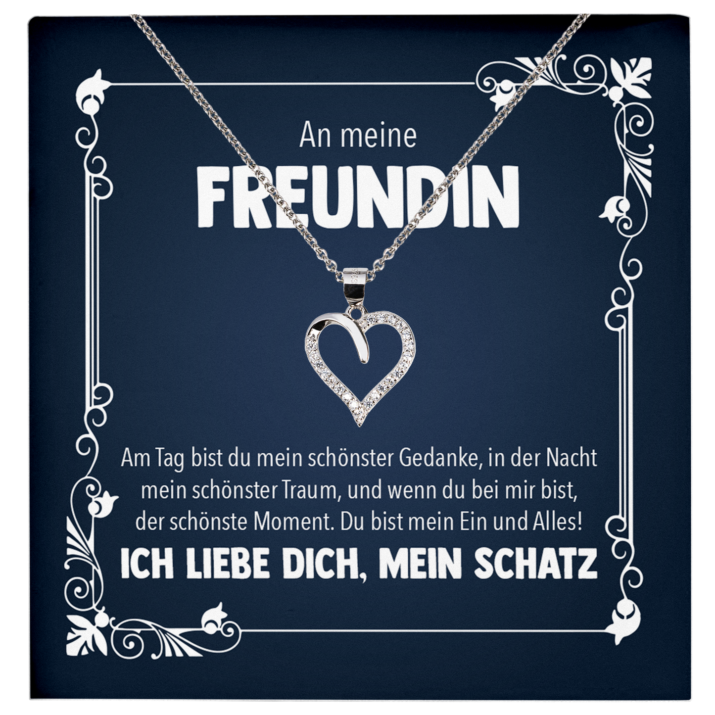 22Feels® Freundin Geschenk zu Jahrestag, Valentinstag und co. - Echt Silber 925/000 Schmuckset: Herz Halskette mit Botschaftskarte-Schmuck mit Botschaftskarte - Herz21-22Feels