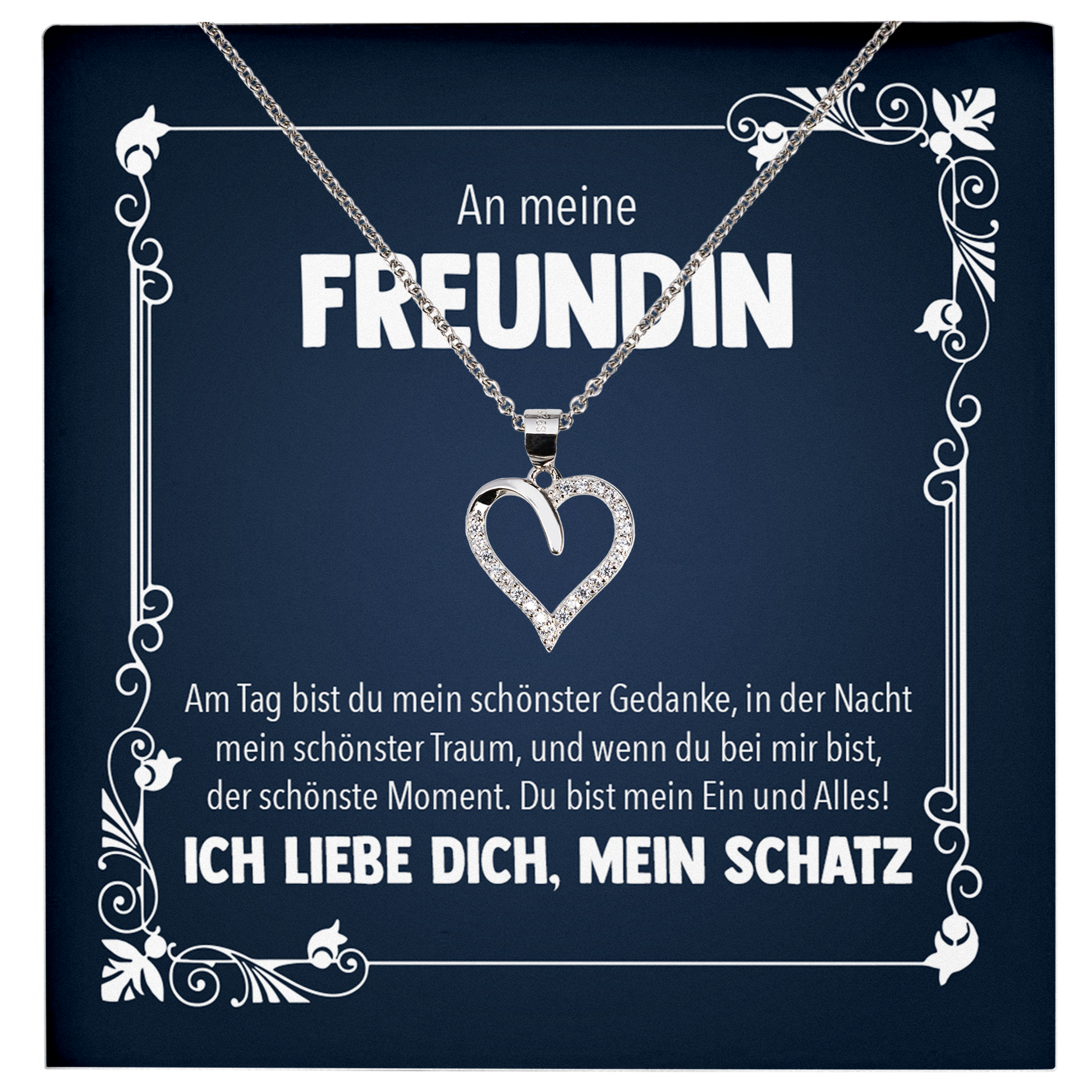 22Feels® Freundin Geschenk zu Jahrestag, Valentinstag und co. - Echt Silber 925/000 Schmuckset: Herz Halskette mit Botschaftskarte-Schmuck mit Botschaftskarte - Herz21-22Feels