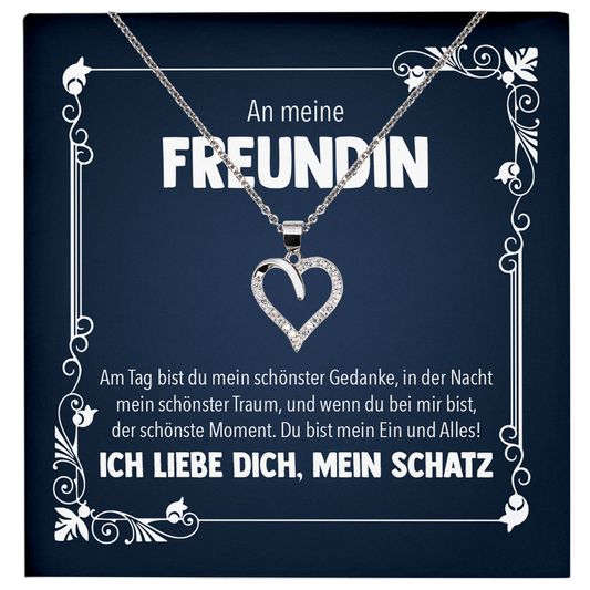22Feels® Freundin Geschenk zu Jahrestag, Valentinstag und co. - Echt Silber 925/000 Schmuckset: Herz Halskette mit Botschaftskarte-Schmuck mit Botschaftskarte - Herz21-22Feels