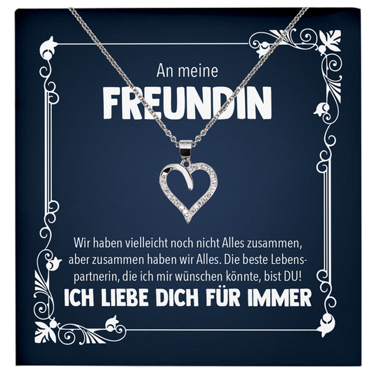 22Feels® Jahrestag, Valentinstag und co. Geschenk für Freundin - Echt Silber 925/000 Schmuckset: Herz Halskette mit Botschaftskarte-Schmuck mit Botschaftskarte - Herz21-22Feels
