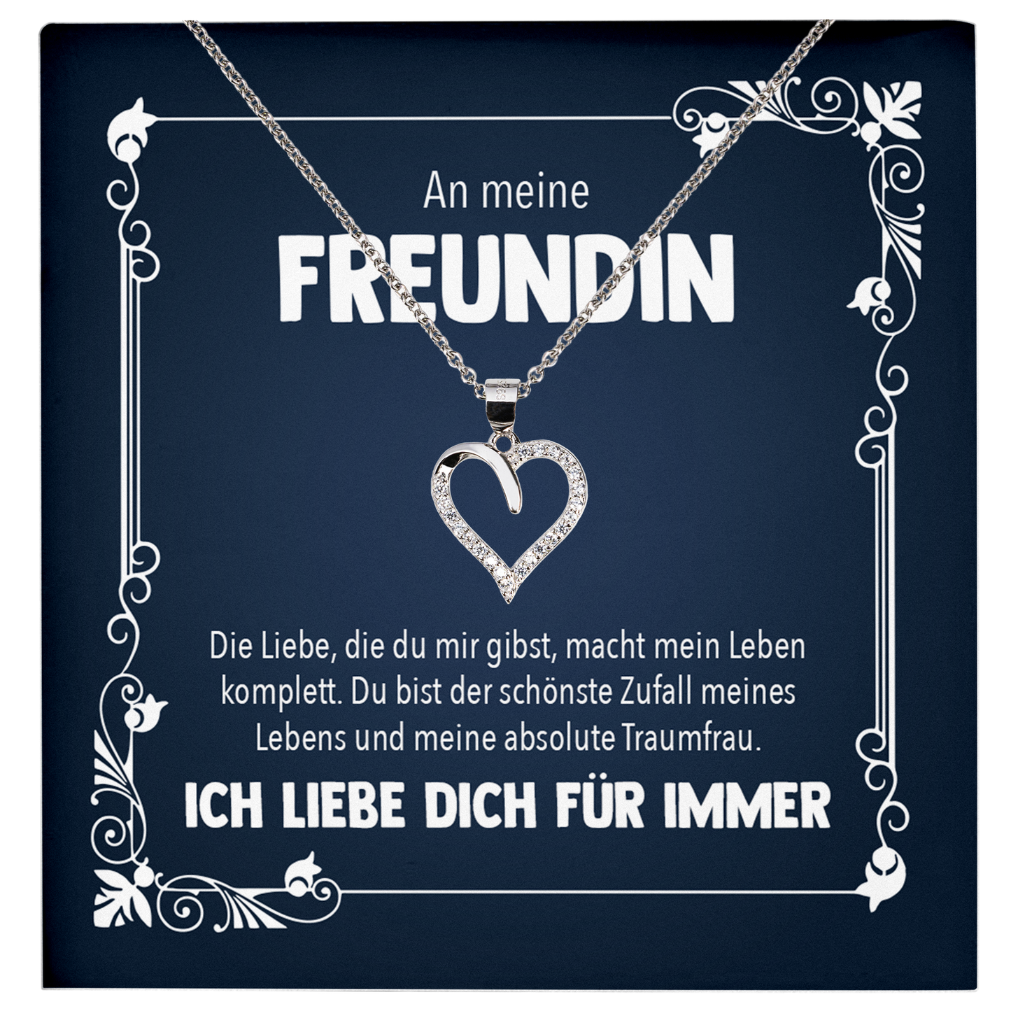 22Feels® Freundin Geschenk zu Jahrestag, Valentinstag und co. - Echt Silber 925/000 Schmuckset: Herz Halskette mit Botschaftskarte-Schmuck mit Botschaftskarte - Herz21-22Feels